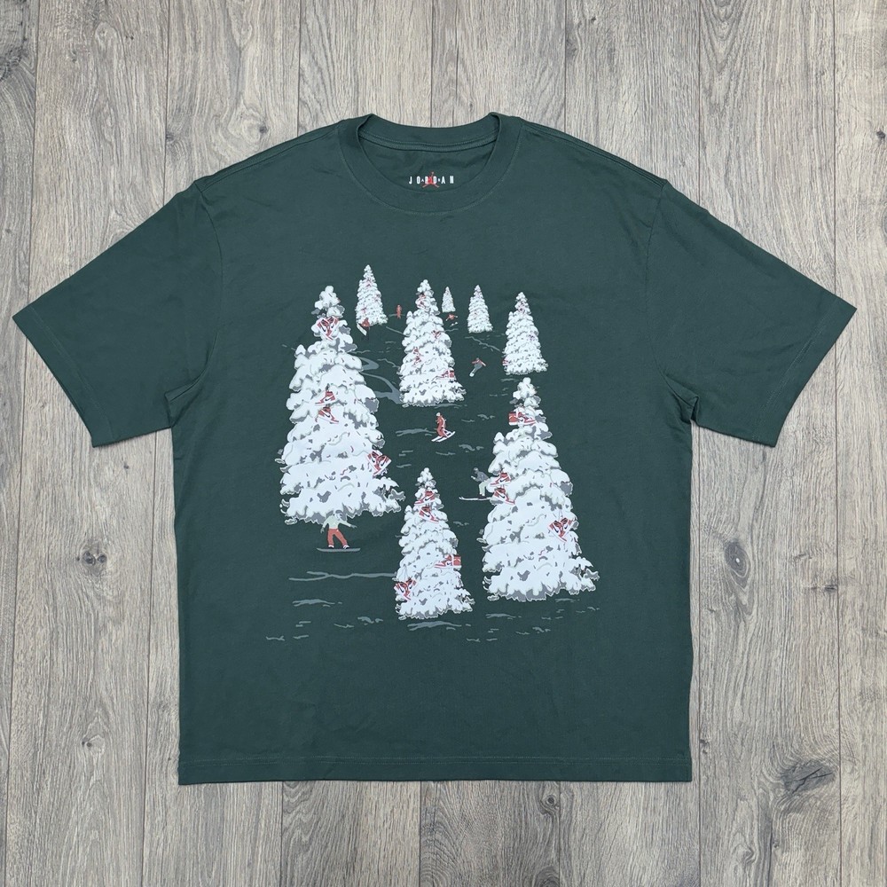 Jordan T Shirt Size Large Mens Green Brooklyn Holiday GFX Short Sleeve $40