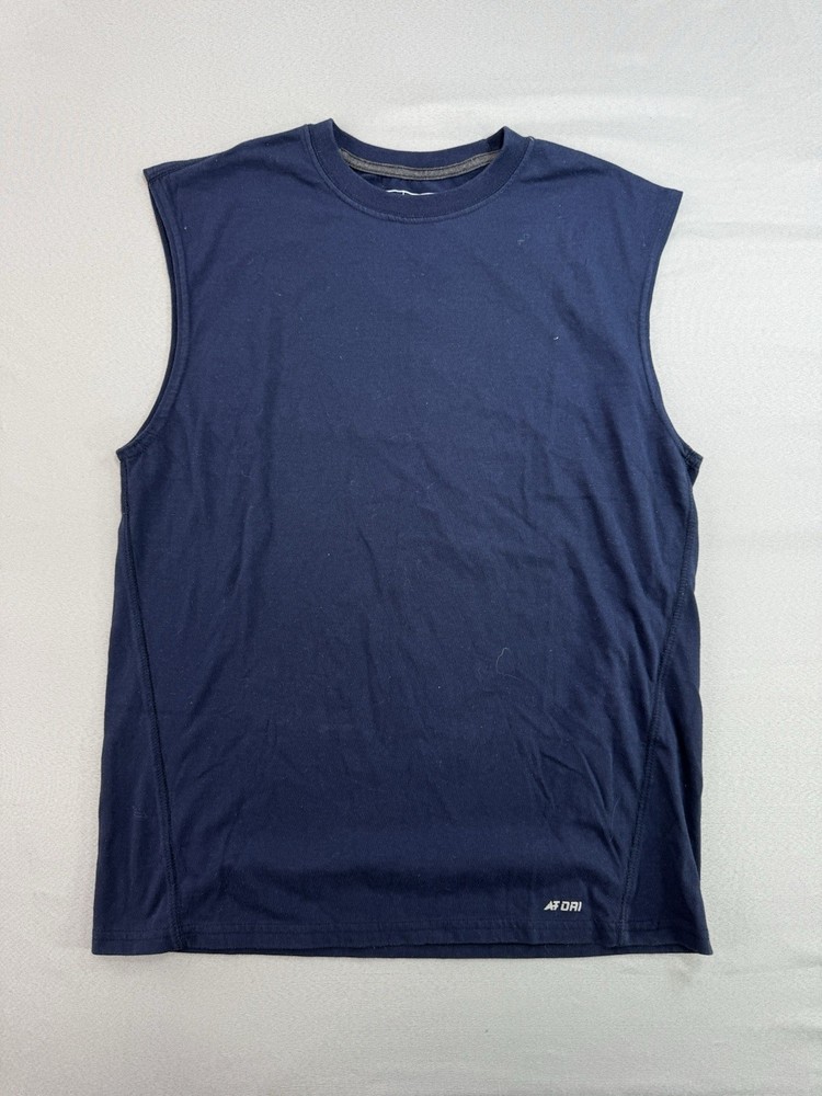 Athletech Men’s Small Solid Navy Blue Sleeveless Crew Neck Athletic Shirt ATDRI