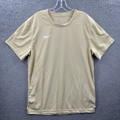 Nike Shirt Mens Large Gold White Swoosh Dri Fit Coaches Top UV Performance Tee 2