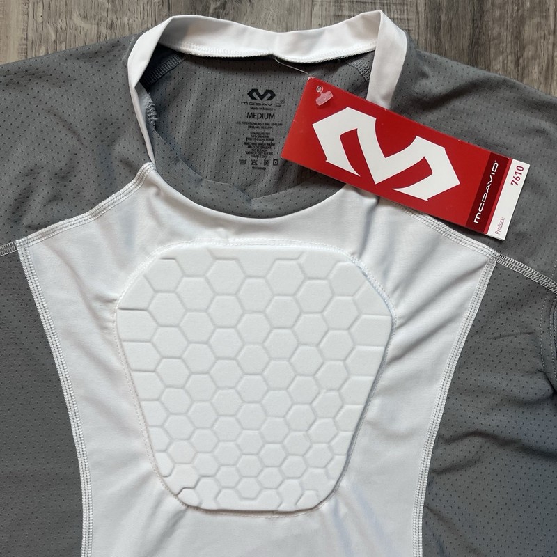 NWT McDavid 7610 Men’s Hexpad Hex Sternum Shirt Sz Medium White Grey gallery