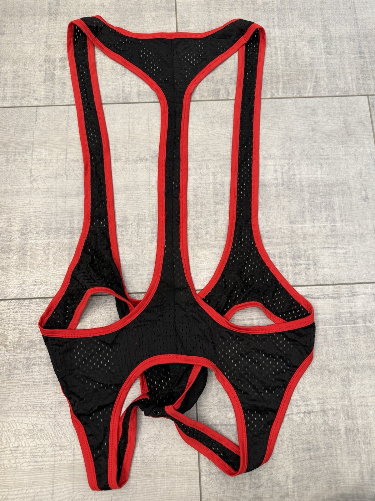 Men’s Gruff Pup Impulse Singlet Mesh Black And Red Zip Jock Assless XXL Gay gallery