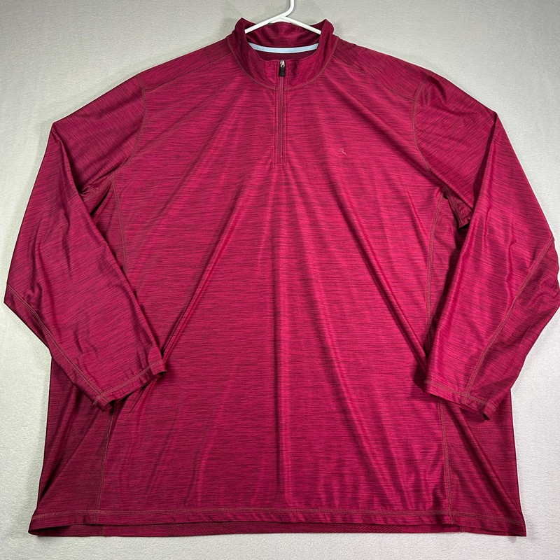 Tommy Bahama IslandZone 1/4 Zip Pullover Men's 4XLT Big Tall Sangria Marlin Poly gallery