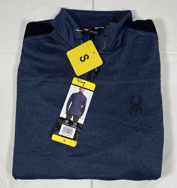 Spyder Active Performance ¼ Zip Pullover, Blue, Men’s Small, NEW - gym, workout gallery