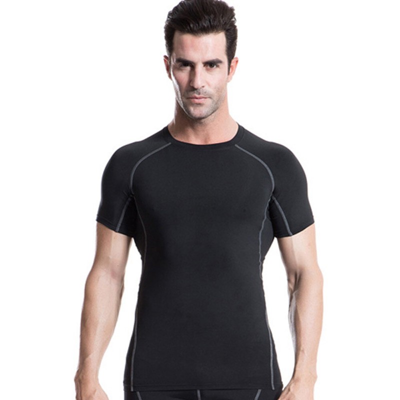 Men Sports Short Sleeve Shirt Quick Dry Athletic Running Fitness Activewear Tops gallery