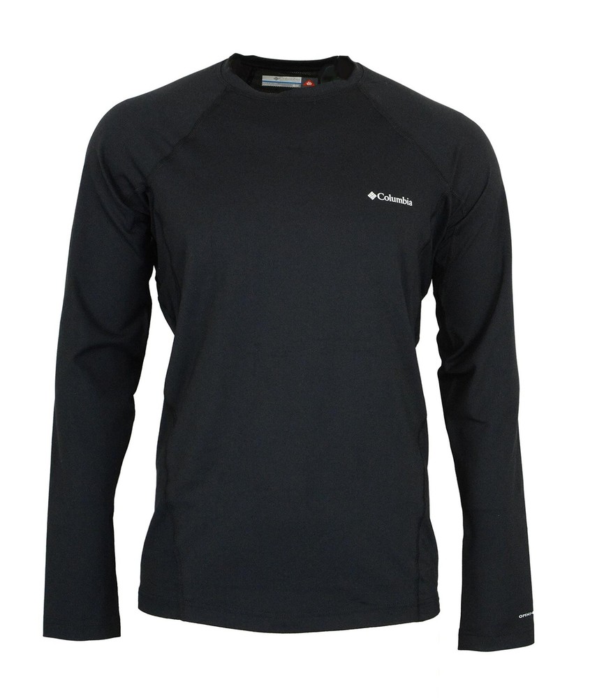 Columbia Omni-Heat Mens Midweight Stretch Baselayer Long Sleeve Shirt, Black, La