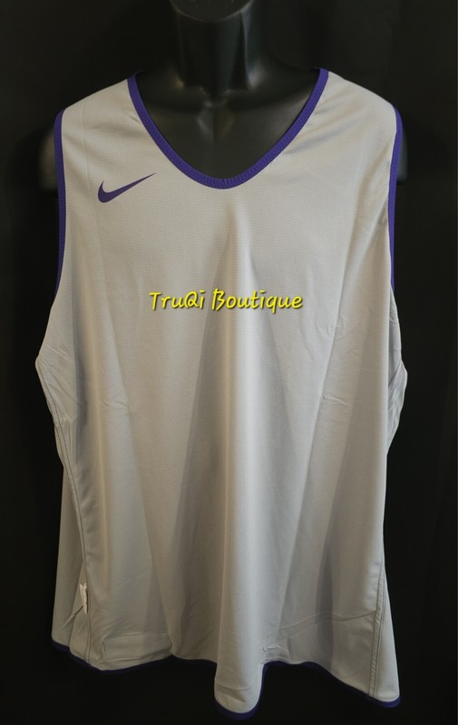 Nike DRI FIT NBA Basketball Reversible Team Practice Jersey Purple Gray size 2XL gallery