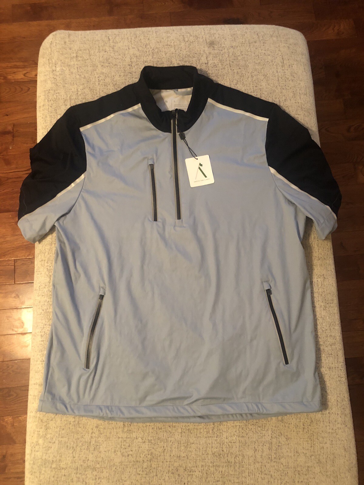 Above The Links Golf Pullover Mens Large 1/4 Zip AL30423 Baby Blue/Black NWT $80 gallery