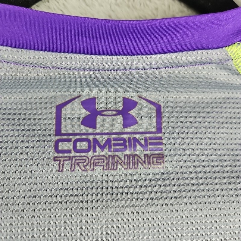 Under Armour Combine Training Compression Purple,Gray,Neon Green Trim Shirt Sz L gallery