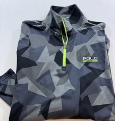Polo Sport Ralph Lauren Performance 1/4 Zip Mens Medium Gray Black Camo Stretch