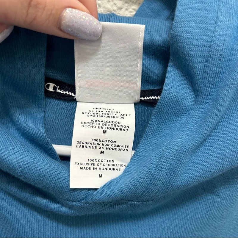 Champion Men's Middleweight Cut-Off T-Shirt Hoodie Mountain Air Blue NWT M gallery