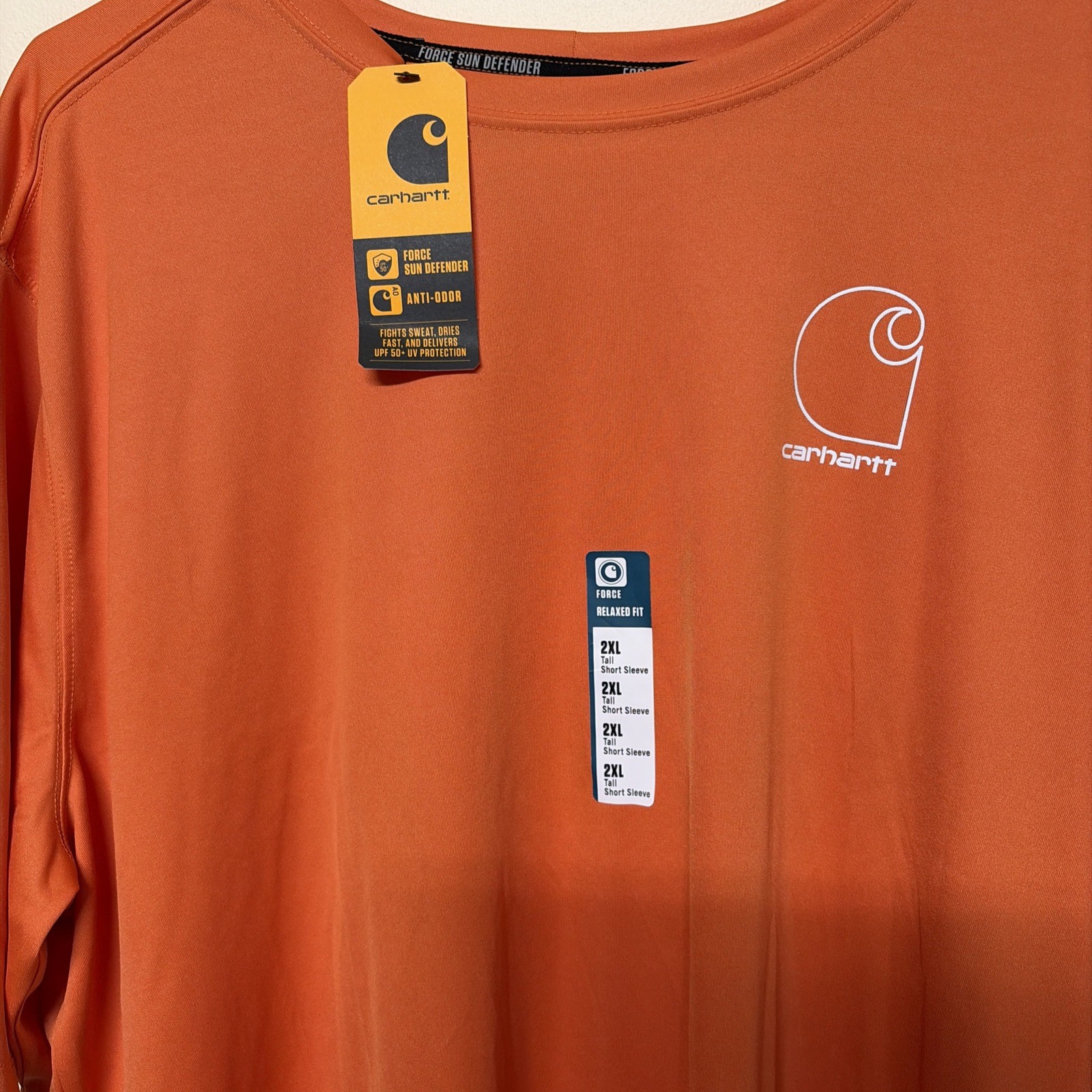 Carhartt Force Sun Defender 2XL Orange Relaxed Fit UV Protection Men's T-Shirt gallery