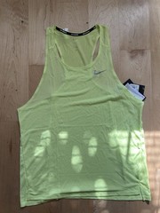 Nike Singlet Tank Top Running Fast Dri-Fit Men Lg Yellow Mesh FN4229-736 New
