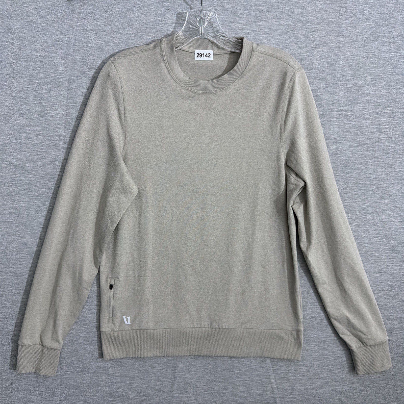 Vuori Men's Size Small Beige Long Sleeve Ponto Performance Zip Pocket Shirt gallery