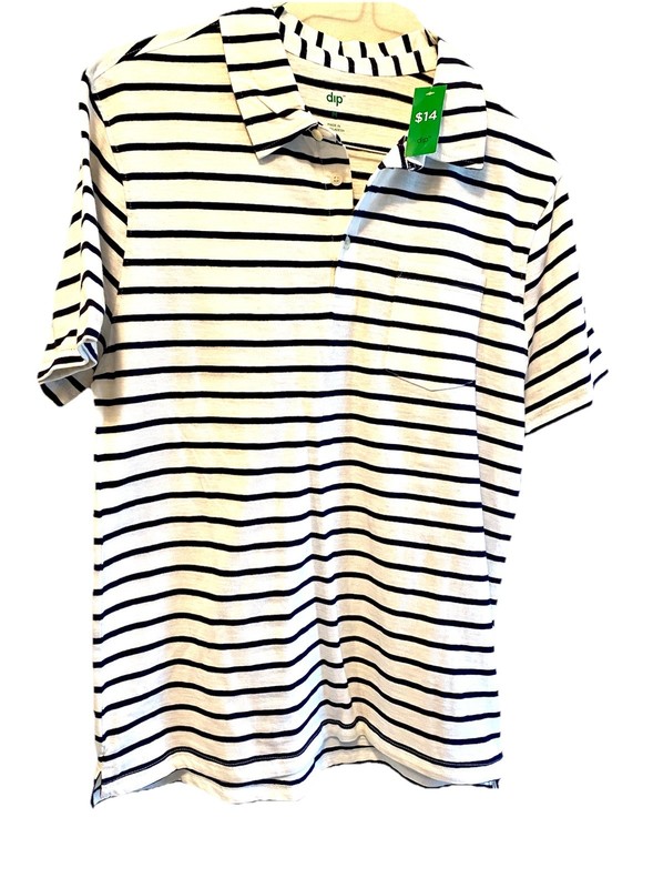 Dip Slub Polo’s Blue W/white Stripes, White W/blue Stripes Set Of 2 Sz Med NWT gallery