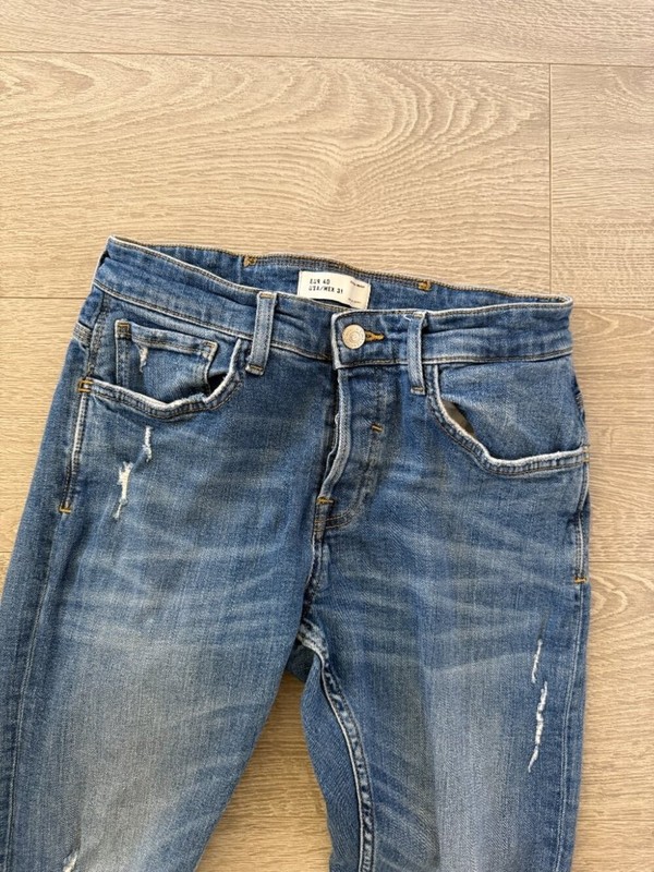Zara Man Distressed Skinny Jeans Medium Wash Denim Size 31 gallery