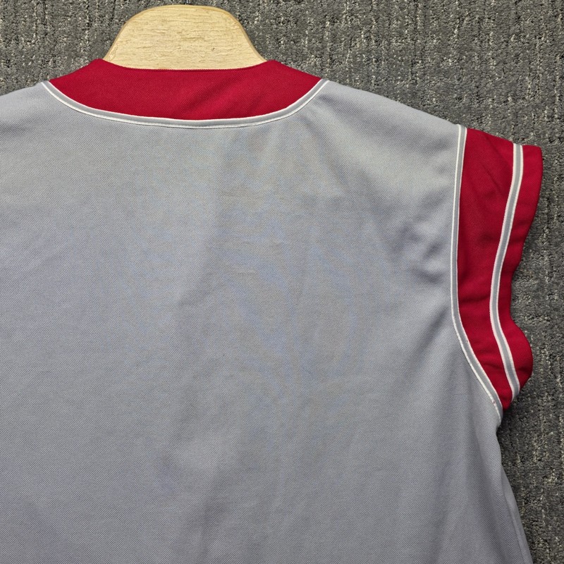 Vintage Logo Athletic Baseball Jersey Vest Mens Large L Grey Red Button Up 90s gallery