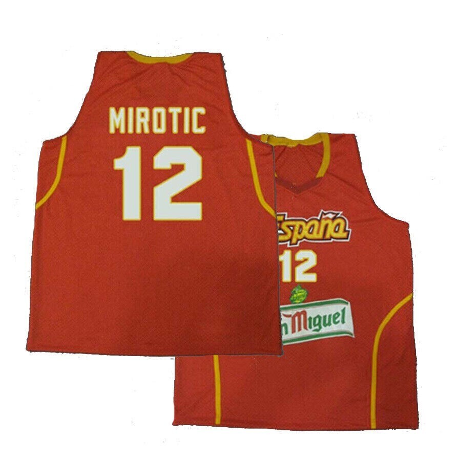 Throwback Nikola #12 Basketball Jersey Spain Espana Stitched Custom Name Red gallery