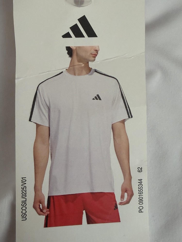 adidas M Active 3S Tee Men's White/Black XXL Crew Neck Short Sleeve Striped Logo