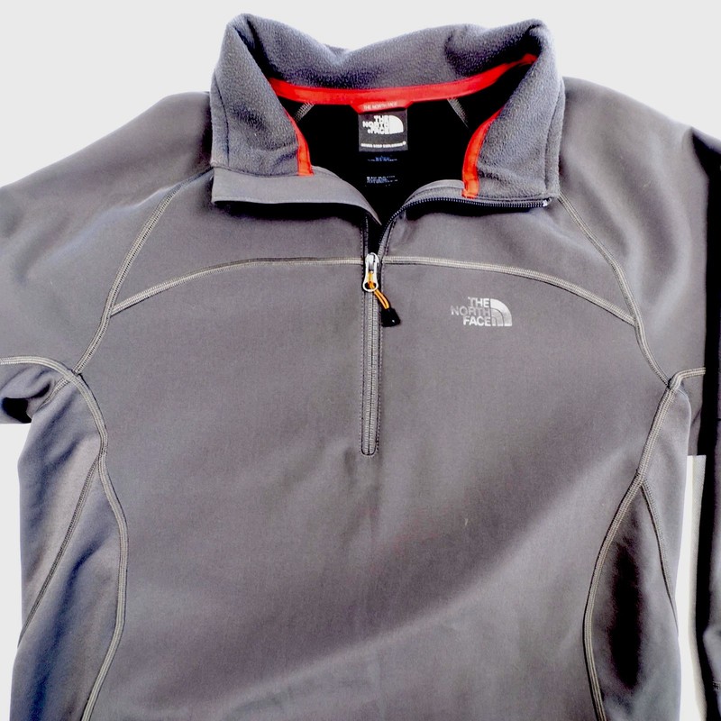 The North Face Mens Medium Gray Quarter Zip Pullover Fleece Hiking gallery