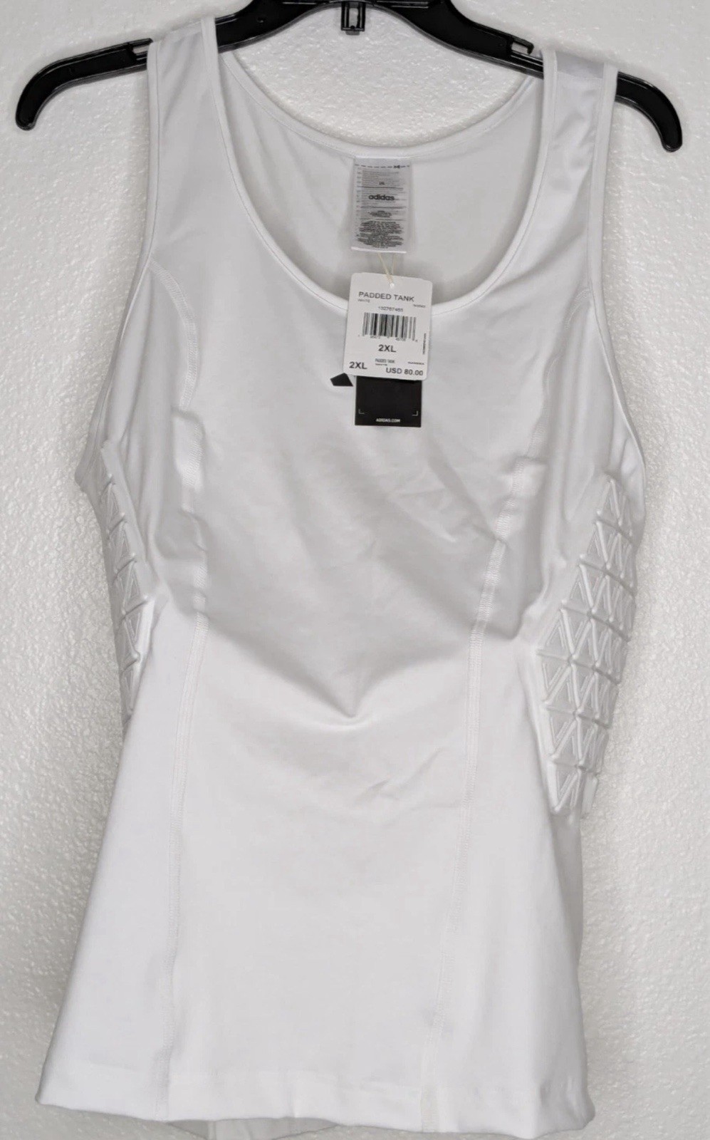 $80 NEW Adidas Padded Tank Top Men’s White Compression Sports Training Shirt M gallery
