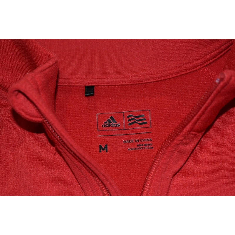 Adidas Golf Pullover Shirt 1/4 ZIP Mens Size Medium Performance Polyester Red gallery
