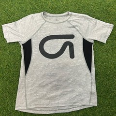 GapFit Mens Gray Space Dye Active T-Shirt Mesh Panels Large Logo Size M