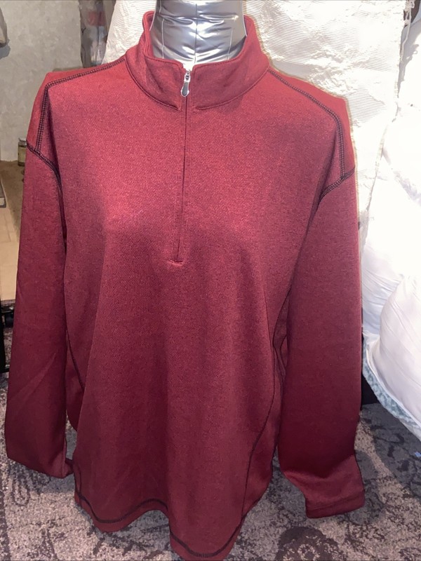 Pebble Beach Performance Mens L Pullover 1/4 Zip Red Black Heather Golf Jacket gallery