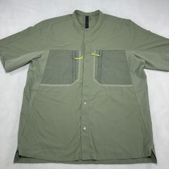 Lululemon Shirt Mens Large Green Snap Front Hiking Utility Water Repellent Camp