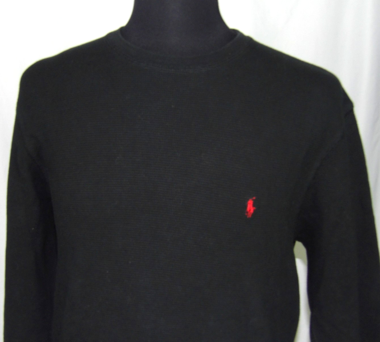 Polo Ralph Lauren Long Sleeved Black Waffle Knit Thermal Shirt Men's Large gallery