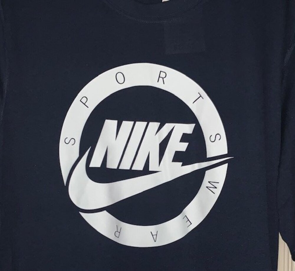 NWT Nike Dri-FIT Sportswear Logo Men's Medium Navy Blue S/S T-shirt DC8468 gallery