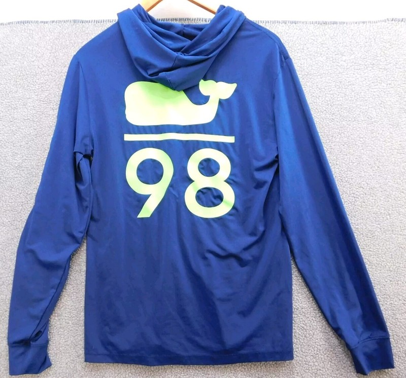 Vineyard Vines Navy Blue Neon Performance Pullover Hoodie Big Whale 98 Men's XS gallery