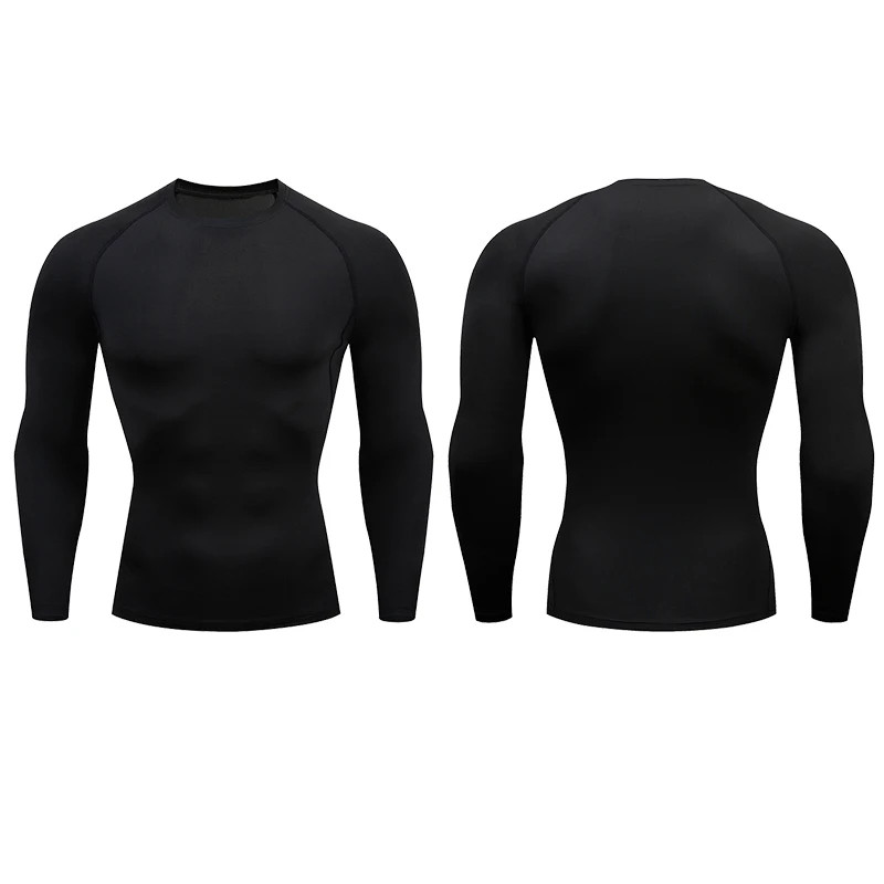 Men Compression Running T-shirt Fitness Tight Long Sleeve Sport Shirts Training gallery
