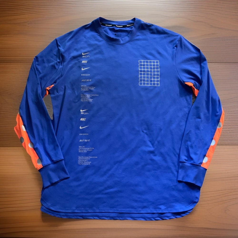 Nike Dri-Fit Element LS Running Top Hyper Royal BQ8183 405 Men’s Large