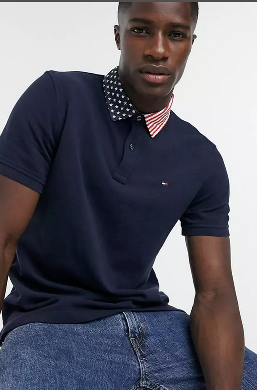 🔥Tommy Hilfiger austin polo shirt with flag collar MEN'S SIZE LARGE NWT $69.50 gallery