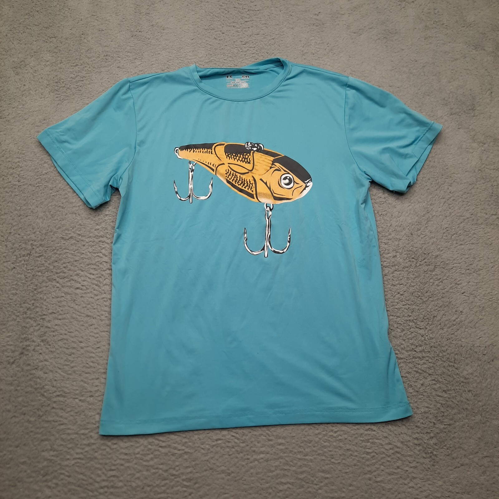 Under Armour Shirt Mens Medium Teal Graphic Loose Fishing Fisherman Short Sleeve gallery