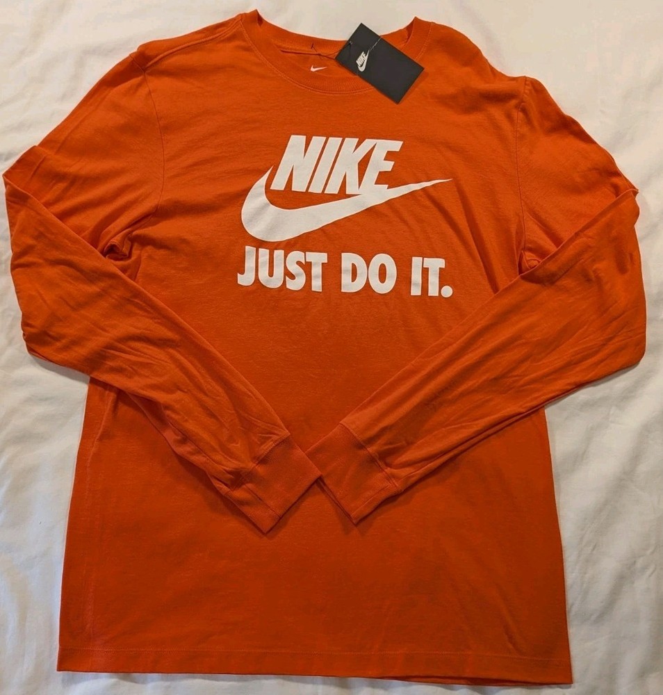 NWT Nike Just Do It Brilliant Orange L/S T-Shirt Men's Medium DR0531-891