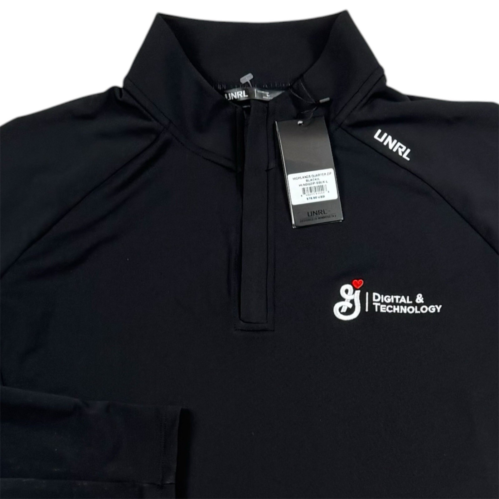 UNRL Golf Highlands Quarter Zip Pullover Logo Preppy Black Mens Size Large NWT gallery