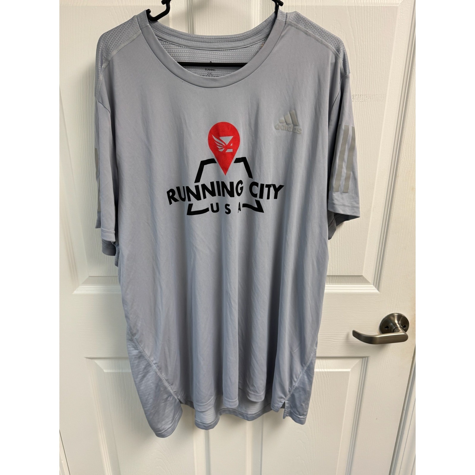 Adidas Mens Own The Run Tee Running City USA Halo Silver HB7432 2XL NWT gallery