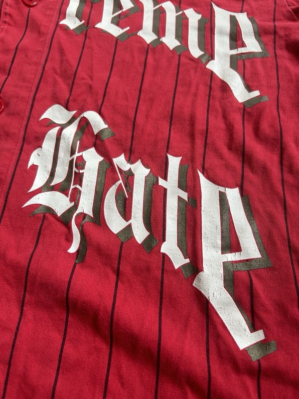 Red Supreme 2019 Love Hate Baseball Jersey Size Large FW19 gallery