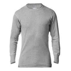 STANFIELDS Shirt Mens Large Grey Premium Cotton Rib Knit Base Layer Top