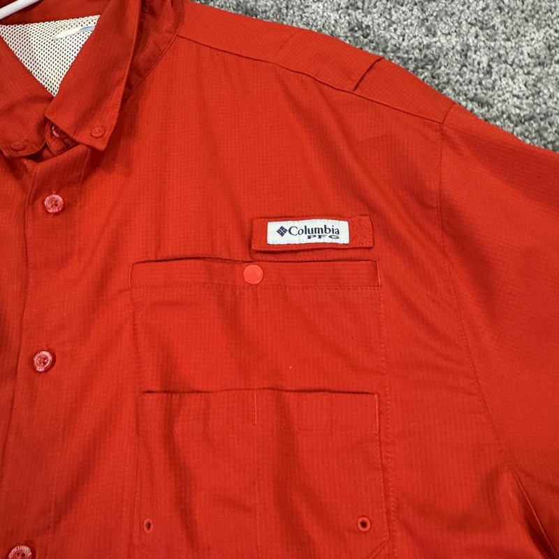 Columbia Shirt Mens XL Red PFG Omni-Shade Short Sleeve Champions Golf Club gallery