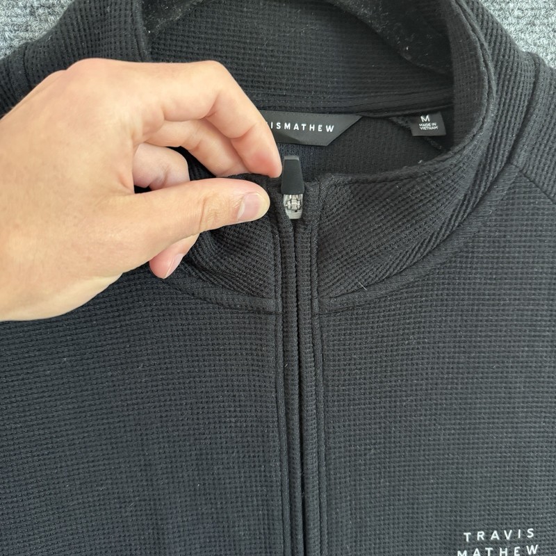 Travis Mathew Performance Waffle Quarter Zip Pullover Black Men’s Medium gallery
