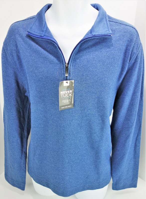 2XL Van Heusen Never Tuck True Navy Blue Otto Pull Over 1/4 Zip gallery