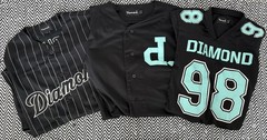 LOT: 2 Small Diamond Supply Co Baseball Jerseys +free blemished Football jersey