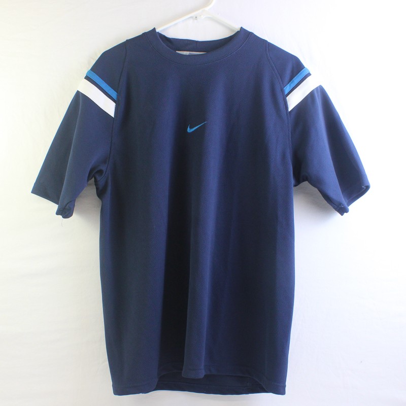 Nike Swoosh Navy Blue Short-Sleeve Thick Mesh Athletic T-Shirt Men's Medium gallery