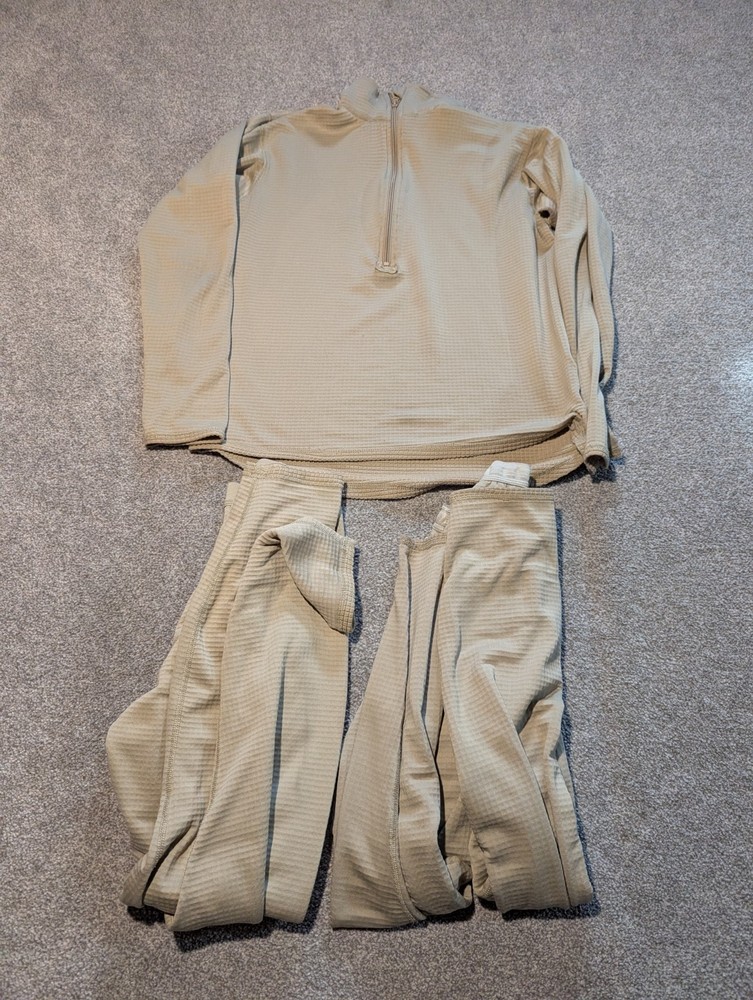 US Army 1/4 Zip + Pants Mens Medium Gen III ECWCS Base Layer Military Polartec