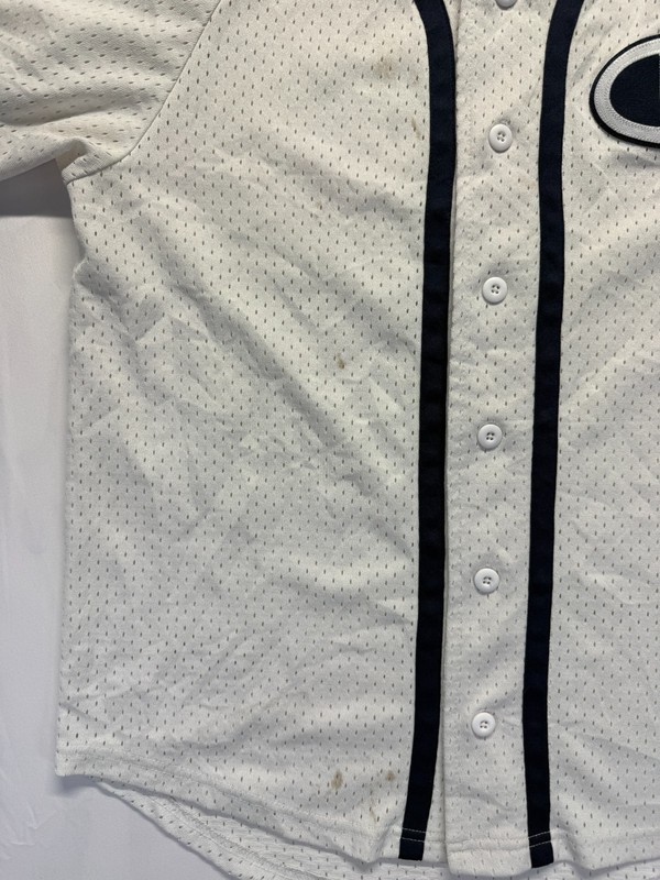 Champion Mesh Baseball Jersey Mens Medium White Black Button Front Athletic gallery