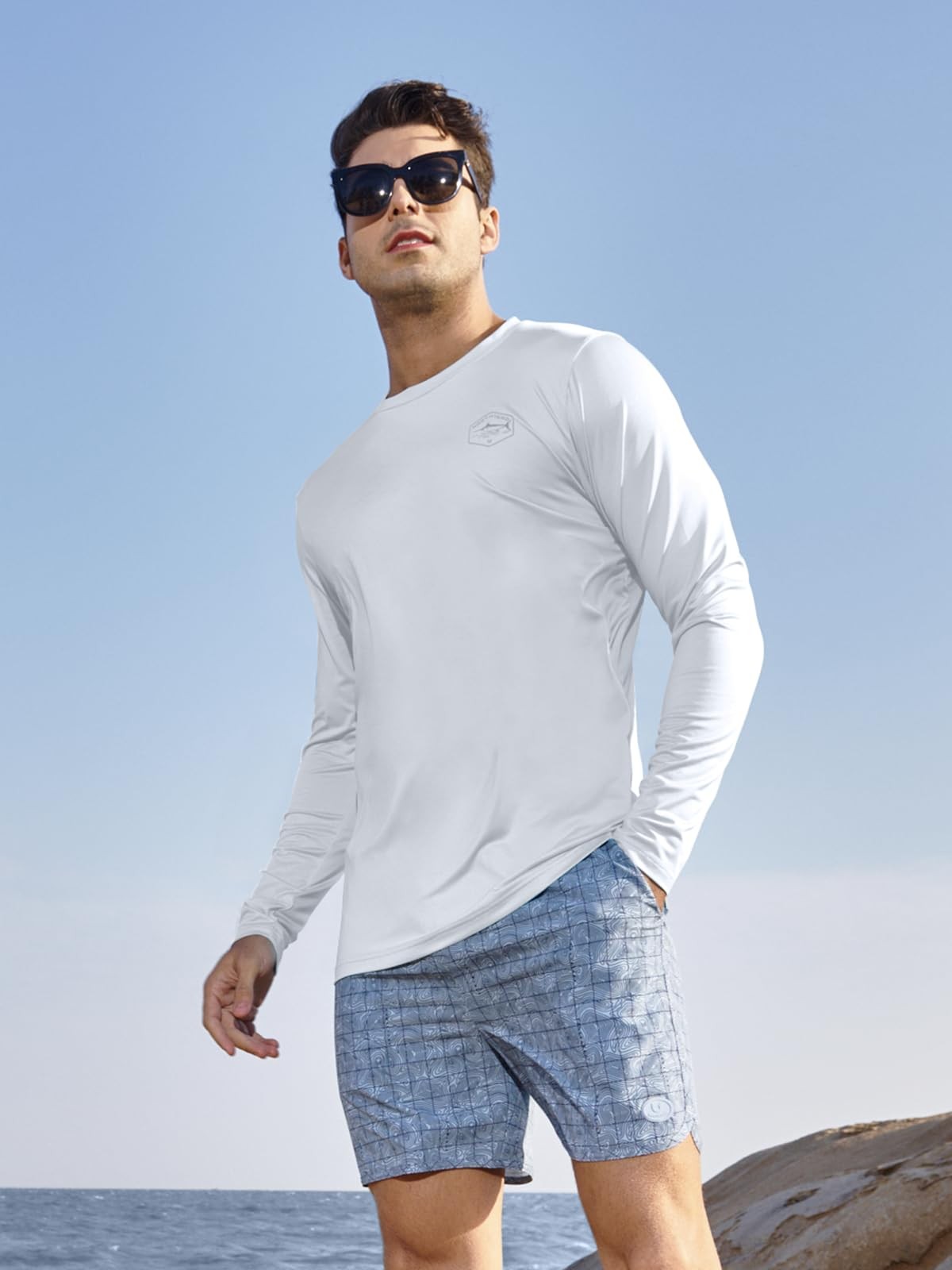 Men's UPF 50+ Rash Guard Sun Protection Long Sleeve Swim Shirt Lightweight Qu... gallery