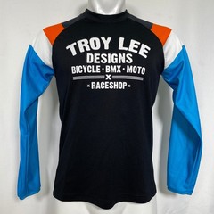 Troy Lee Designs REV Bicycle BMX Moto Black Blue Orange Jersey Men’s MEDIUM