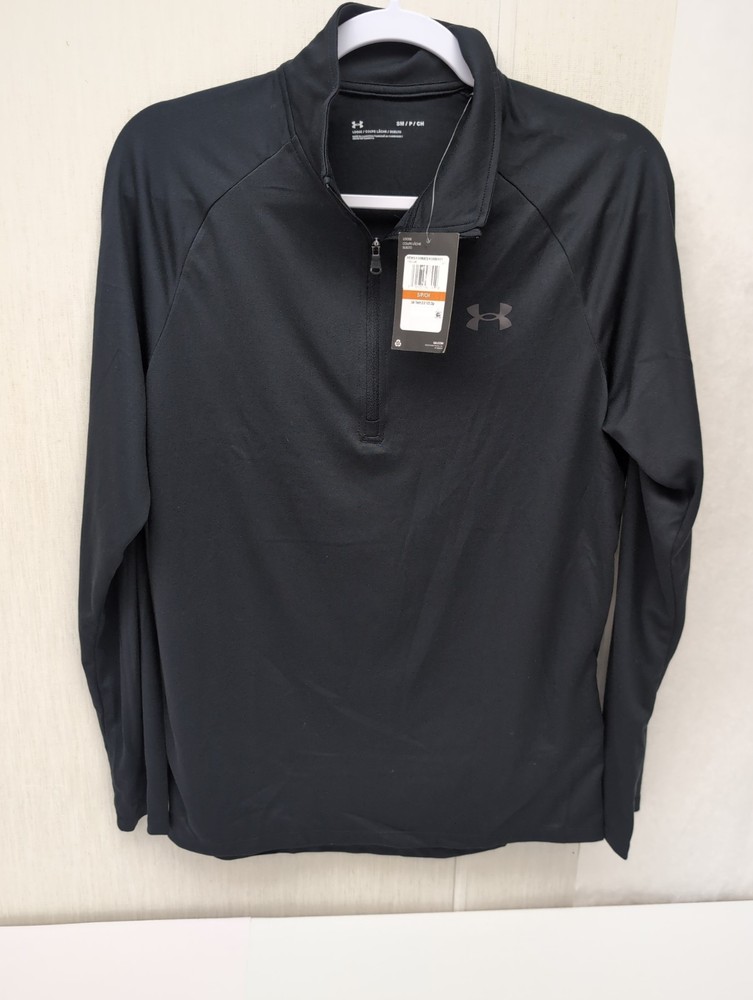 Men Under Armour Tech 2.0 1/2 Zip Sz Sm Black Long Sleeve Training Top BR0